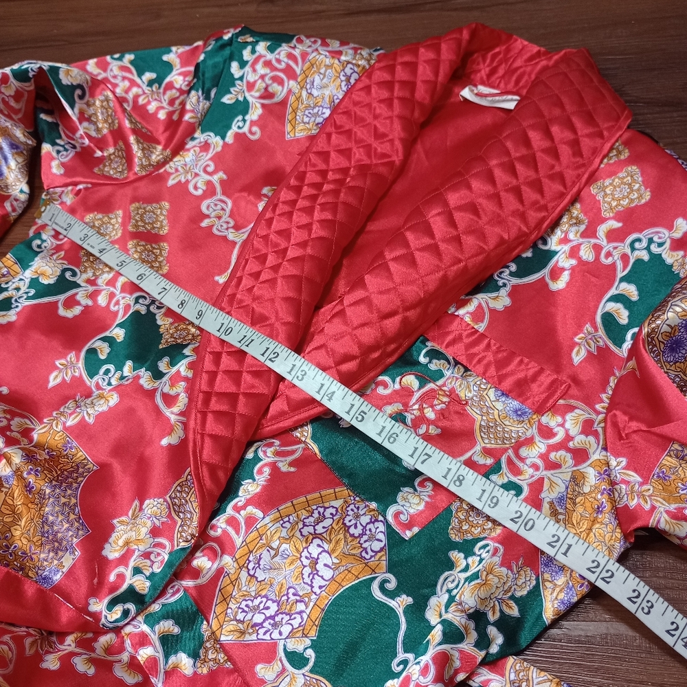 vintage Victoria's Secret gold label Satin Floral Loungewear Maxi Kimono Robe - Picture 8 of 10